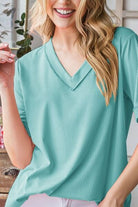 Heimish Mint Blue V-Neck Half Sleeve T-Shirt Plus Size