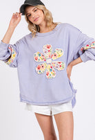 SAGE + FIG Daisy Patch Applique Long Sleeve Sweatshirt