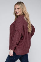 Zenana Plus Size Brushed Melange Drop Shoulder Sweater ZENANA