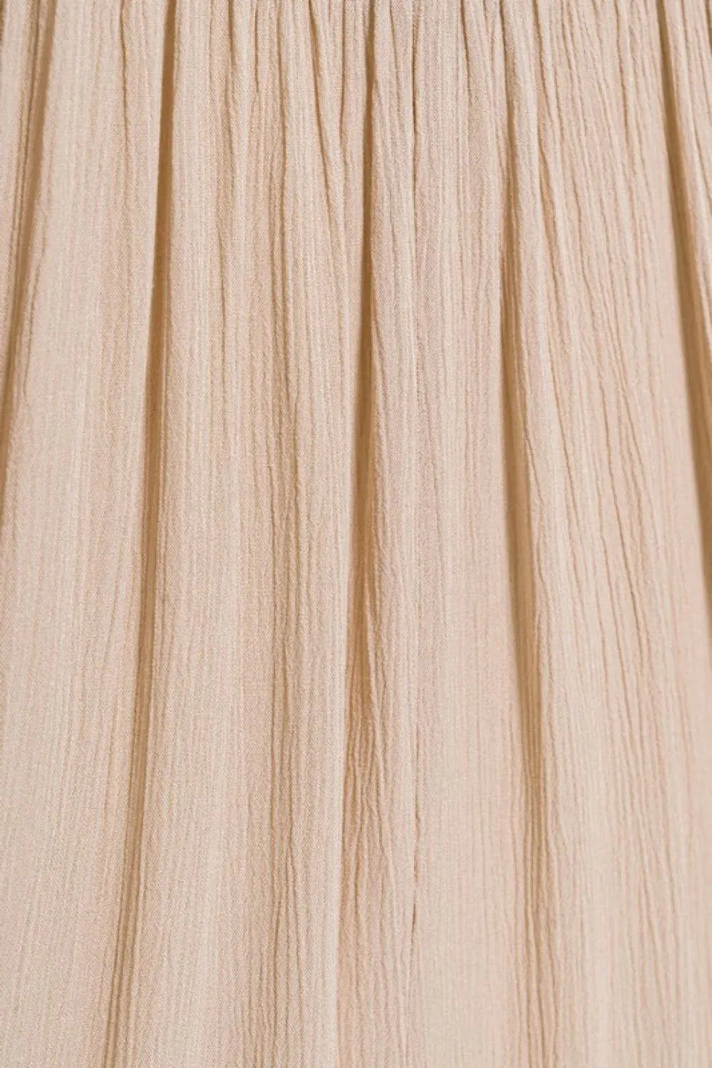 Zenana Sand Beige Woven Crinkle Smocked Waist Maxi Skirt W Pockets