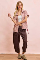 BiBi Vintage Mocha Washed Terry Pants with Pockets