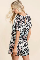 BiBi Gradation Leopard Soft Knit V-neck Romper