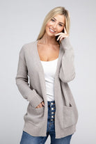 Zenana Melange Open Front Sweater Cardigan ZENANA