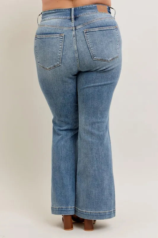 Judy Blue High-Waist Flare Denim Jeans with Front Seam Detail