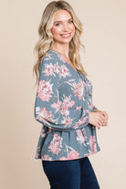 Super Lady Babydoll Floral Long Sleeve Blouse Shirts & Tops