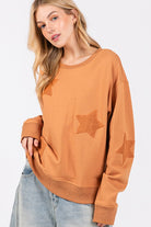 SAGE + FIG Star Patch Long Sleeve Sweatshirt Shirts & Tops