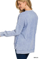Zenana Marlin Acid Washed Double Ribbed Hi-low Sweatshirt