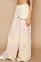 POL Cream Beige Crochet Contrast Drawstring Wide Leg Pants Trendsi