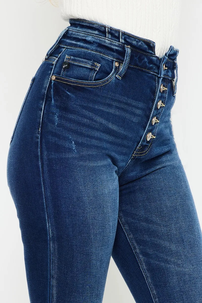Kancan Button Fly High Rise Flare Jeans