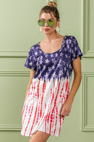 BiBi Vintage American Flag Theme Tee Dress Trendsi
