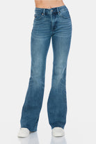 Judy Blue Medium Washed Tummy Control Cut Hem Flare Jeans Jeans