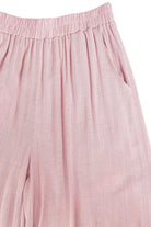 Zenana Light Rose Woven Elastic Band Pants With Pocket