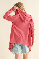 And The Why Rose Pink Thermal Hooded Open Front Cardigan with Pockets