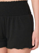 Zenana Black Elastic Waist Smocked Shorts