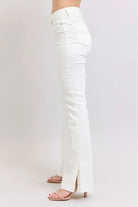 Judy Blue White High Waist Side Slit Slim Bootcut Jeans