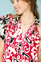 Umgee Cherry Red Printed Ruffled Cap Sleeve Midi Dress