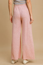 Umgee Elastic Waist Wide Leg Knit Pants in Dusty Pink Pants