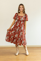 Southern Grace Elizabeth Midi Dress in Rust and Floral 2XL Dresses