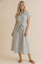 Haptics Tailored for Fun Floral Stripe Midi Dress