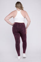 Zenana Plus Size Mineral Wash Yoga Leggings ZENANA