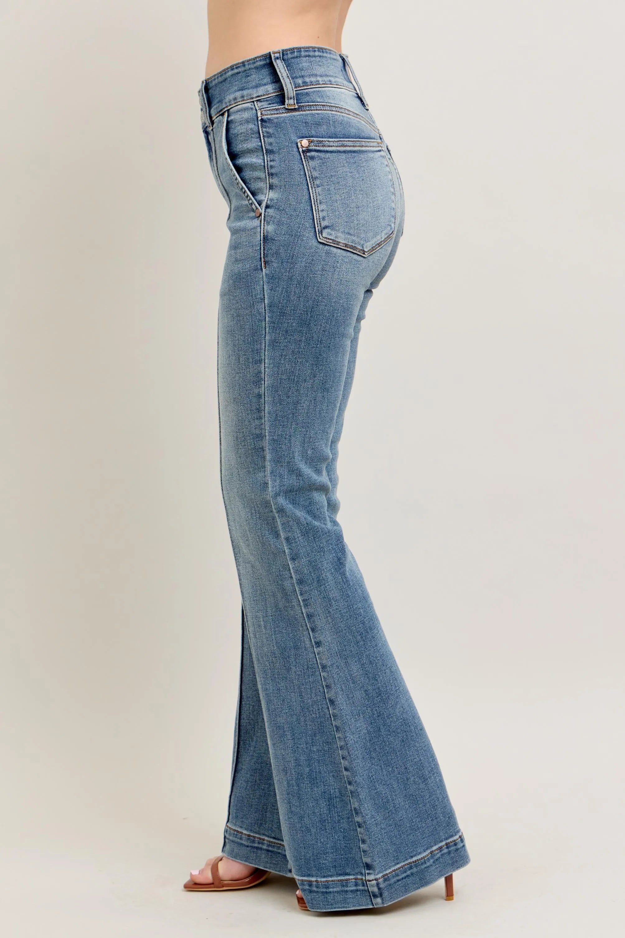 Judy Blue High-Waist Flare Denim Jeans with Front Seam Detail
