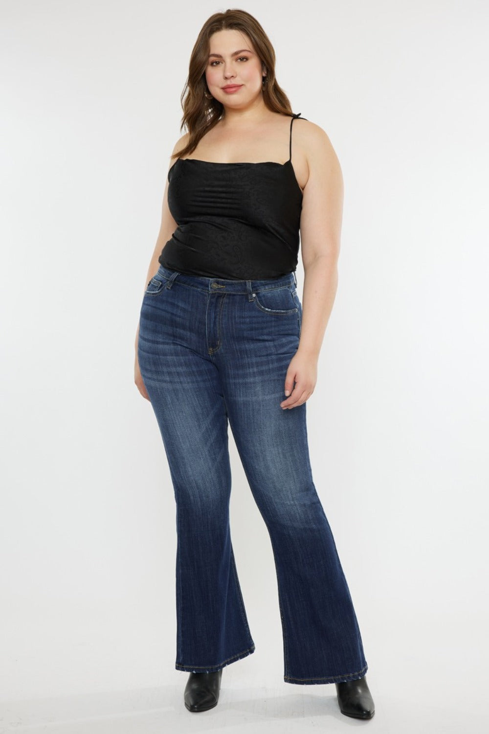 Kancan Mid Rise Slim Flare Jeans Dark