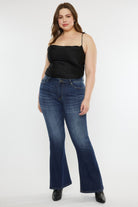 Kancan Mid Rise Slim Flare Jeans Dark