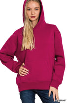 Zenana Cabernet Fleece Kangaroo Pocket Hoodie