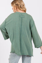 SAGE + FIG Teal American Flag Patch Drop Shoulder T-Shirt Trendsi