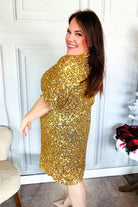 Haptics New Year Diva Dolman Gold Sequined Lined Babydoll Dress Dresses