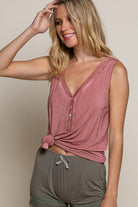 POL Not Your Typical Basic Knit Tank Top RED BRICK L POL