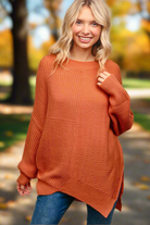 Haptics Pumpkin Side Slit Textured Asymmetric Sweater Pumpkin Trendsi