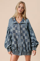 Preorder Double Take Checkered Button Up Denim Jacket Medium