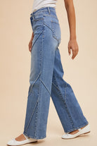 Annie Wear Decorative Seams Wide Leg Jeans