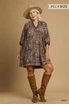 Umgee Leopard Print Mini Dress with Contrast Trim