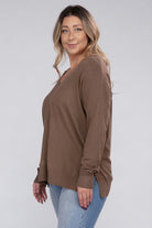 Zenana Plus Garment Dyed Front Seam Sweater ZENANA