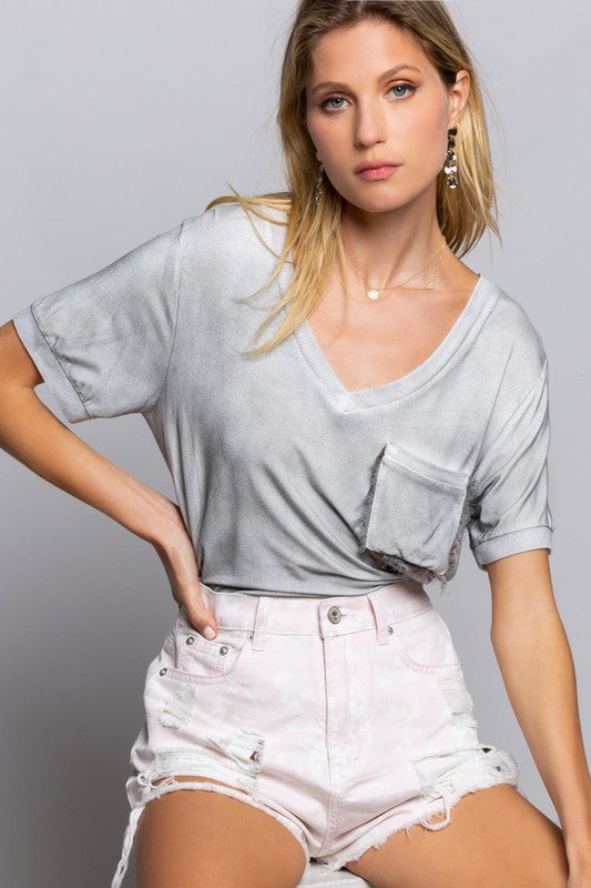 POL Girly Meets Basic Short Sleeve Top FOG POL