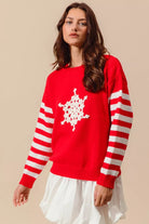 SO ME Christmas Snowflake Crochet Embellished Sweater