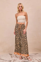 BiBi Leopard Print With Contrast Banded Wide Pants