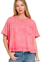 Zenana Acid Washed Round Neck Short Sleeve Oversized T-Shirt