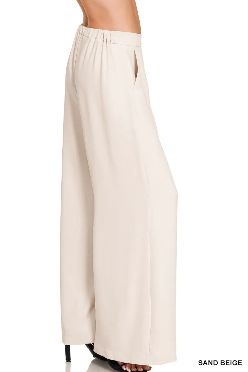 Zenana Relaxed Fit Elastic Waisted Wide Leg Pants