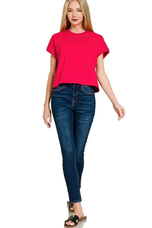 Zenana Ruby Premium Cotton Relaxed Crop Tee