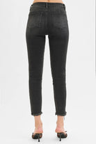 RISEN Black Washed Tummy Control Mid Rise Crop Skinny Jeans