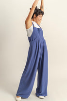 HYFVE Indigo Pleated Detail Front Pocket Wide Strap Overalls Indigo