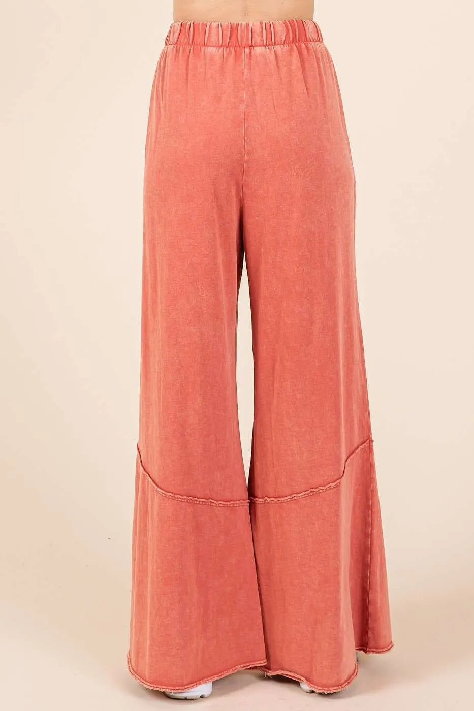 Mittoshop Rust Mineral Wash Wide Flared Leg Pants