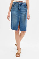 RISEN High Rise Front Slit Pencil Skirt