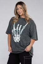 Lotus Fashion Collection Plus Skeleton Rock Hand Sign Graphic Top Lotus Fashion Collection