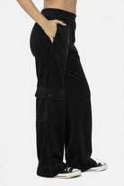 Mono B Black Elastic Waist Corduroy Cargo Pants Activewear