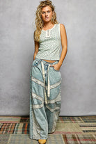 POL Floral Round Neck Cropped Ribbed Tank