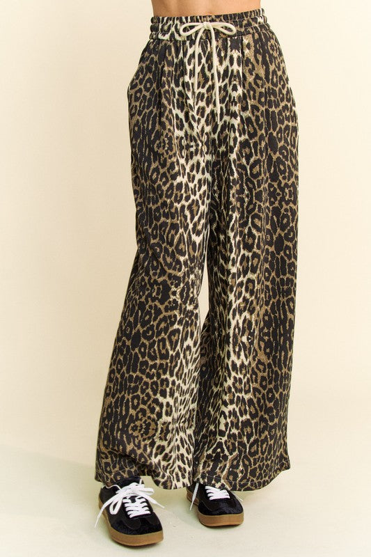 Davi & Dani Leopard Wide Leg Pants Pants